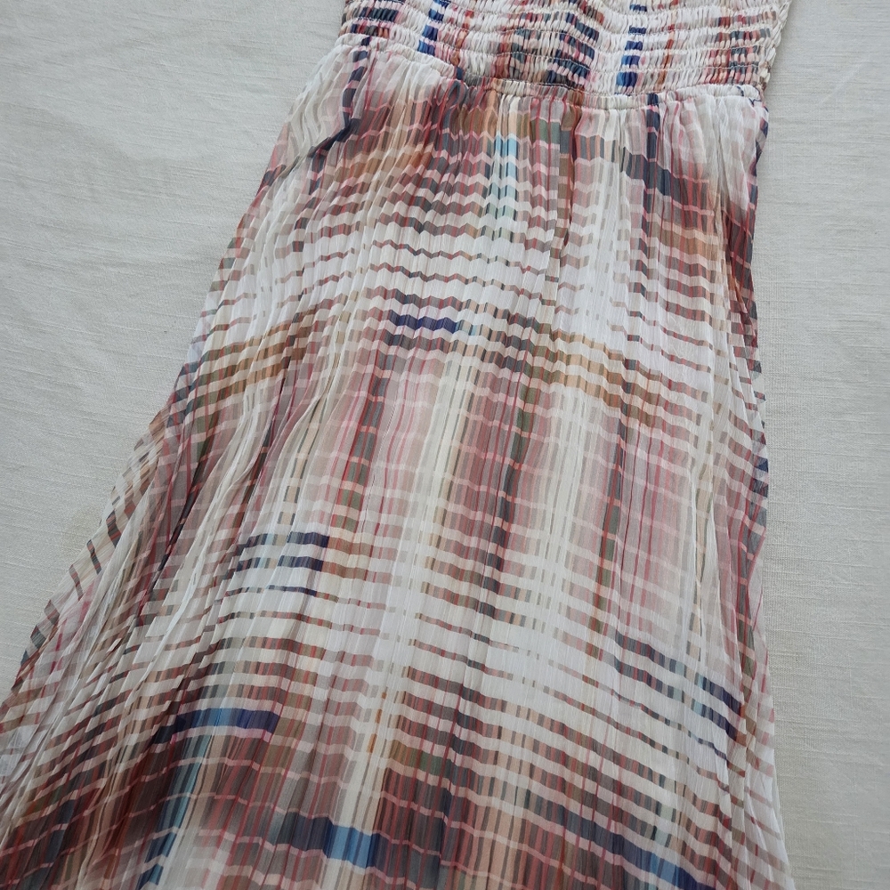 Greylin Plaid Ruffle Sleeve Dress Rouching Womens Small - Picture 4 of 13